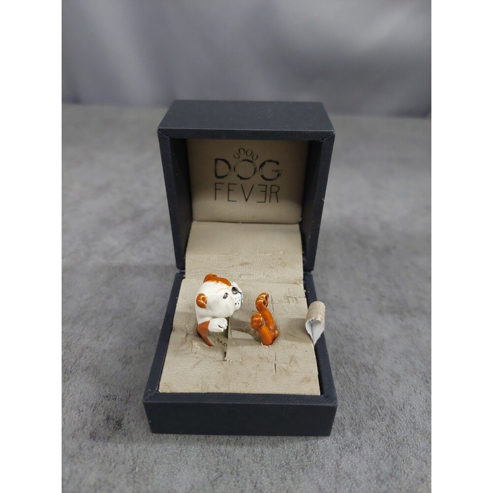 Dog Fever Enamel Over Sterling Silver Bulldog Wrap Ring Size 7.5